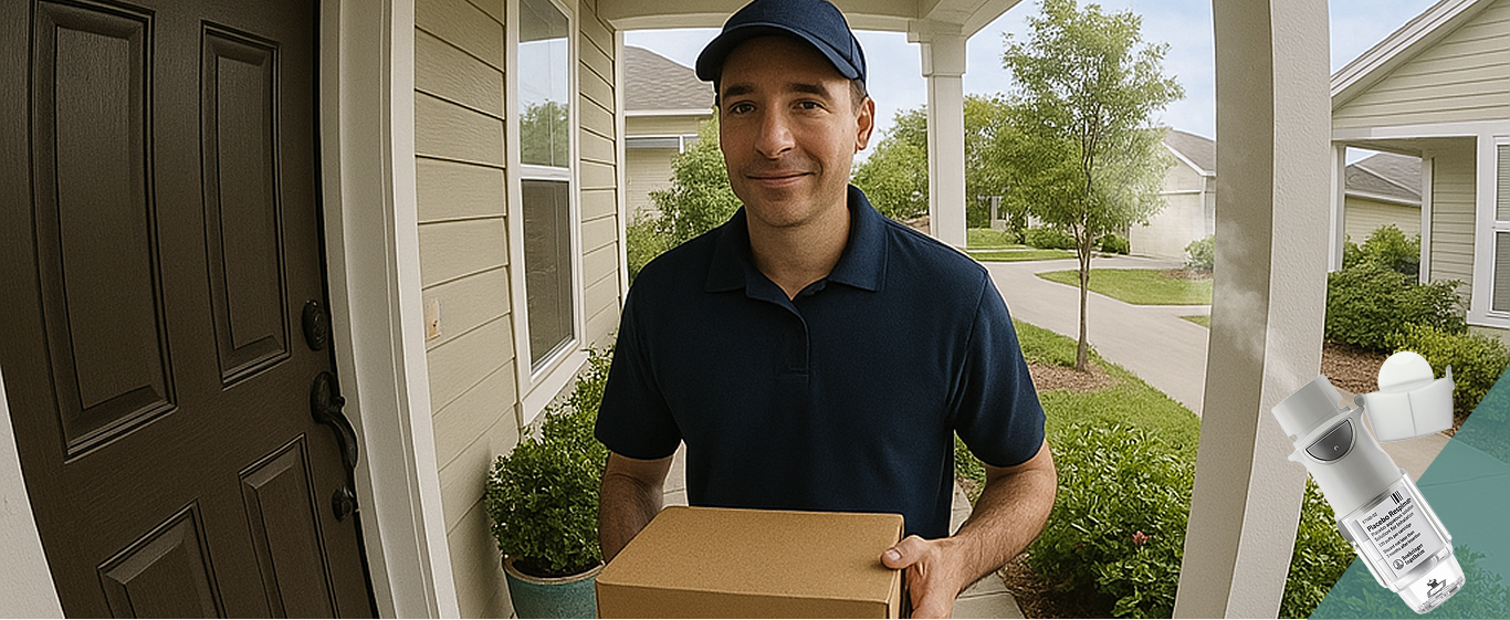 Delivery person with package