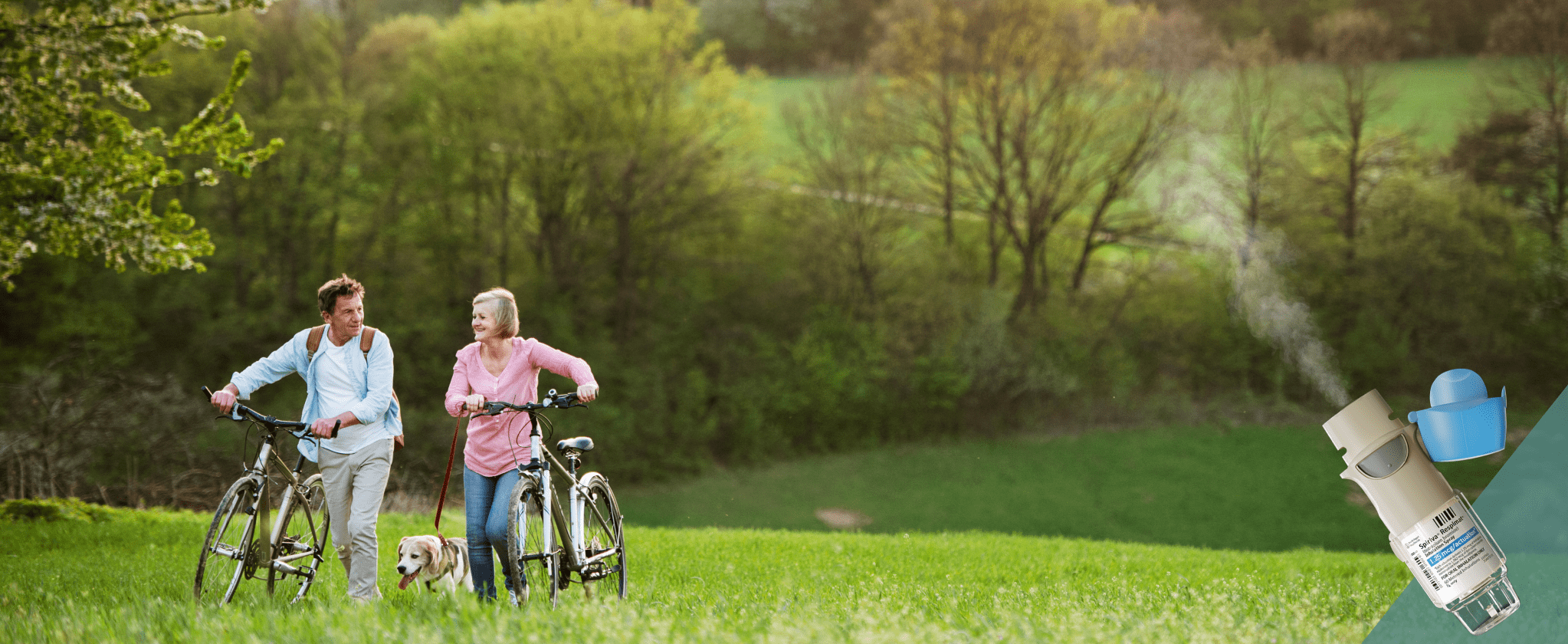 Active couple cycling outdoors